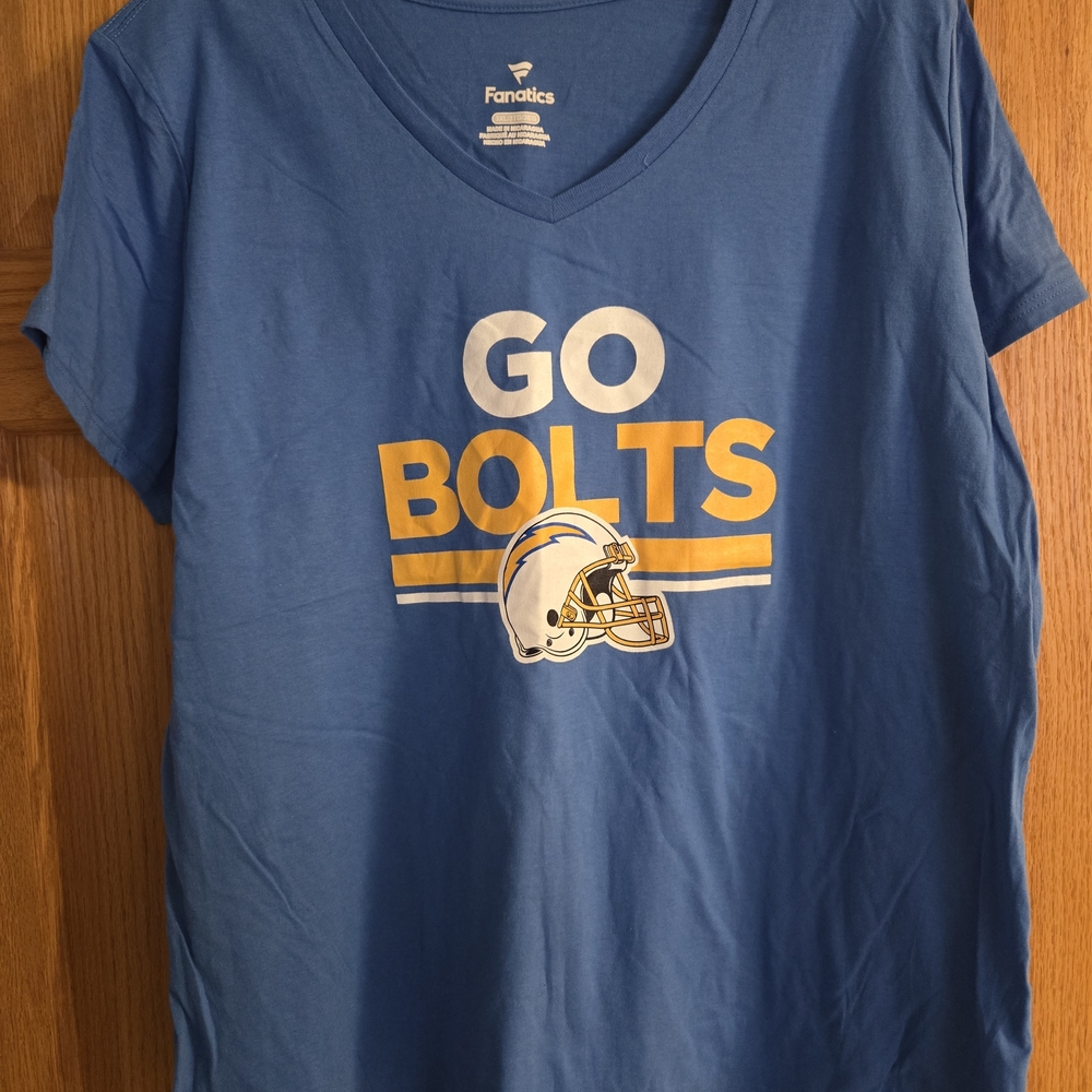 Women's Los Angeles Chargers "Go Bolts" V-Neck T-Shirt